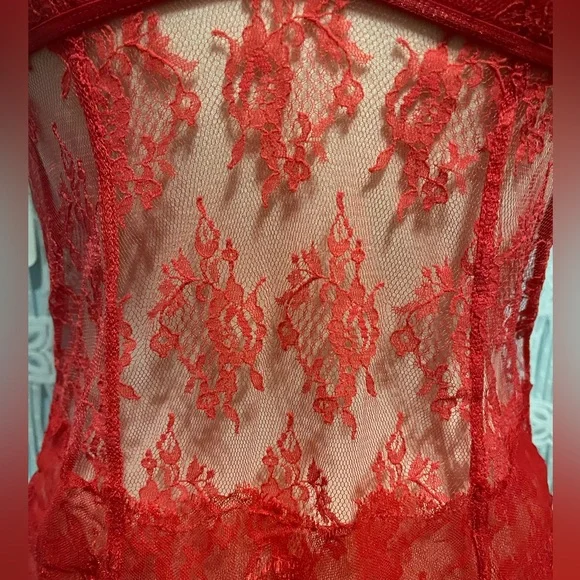 Victoria Secret Very Sexy Red Sheer Lace Babydoll Lingerie - Picture 7 of 11